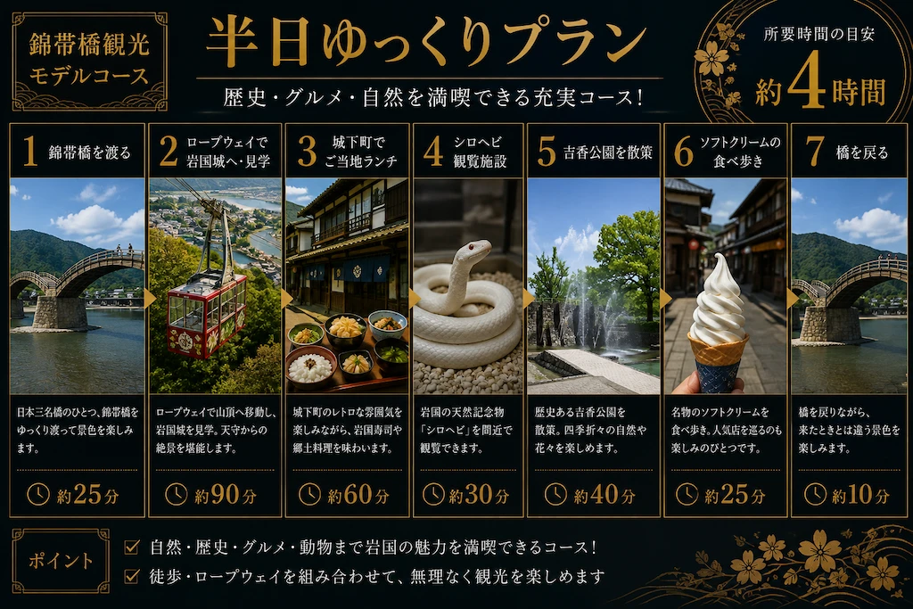 錦帯橋観光モデルコース4選|各ルートの所要時間の目安 錦帯橋観光モデルコース半日プラン