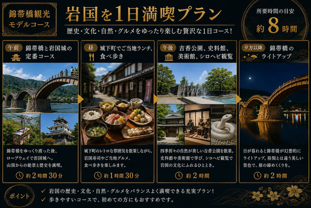 錦帯橋観光モデルコース4選|各ルートの所要時間の目安 錦帯橋観光モデルコース1日プラン